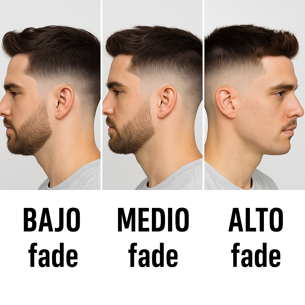 Tipos de corte fade: bajo, medio y alto