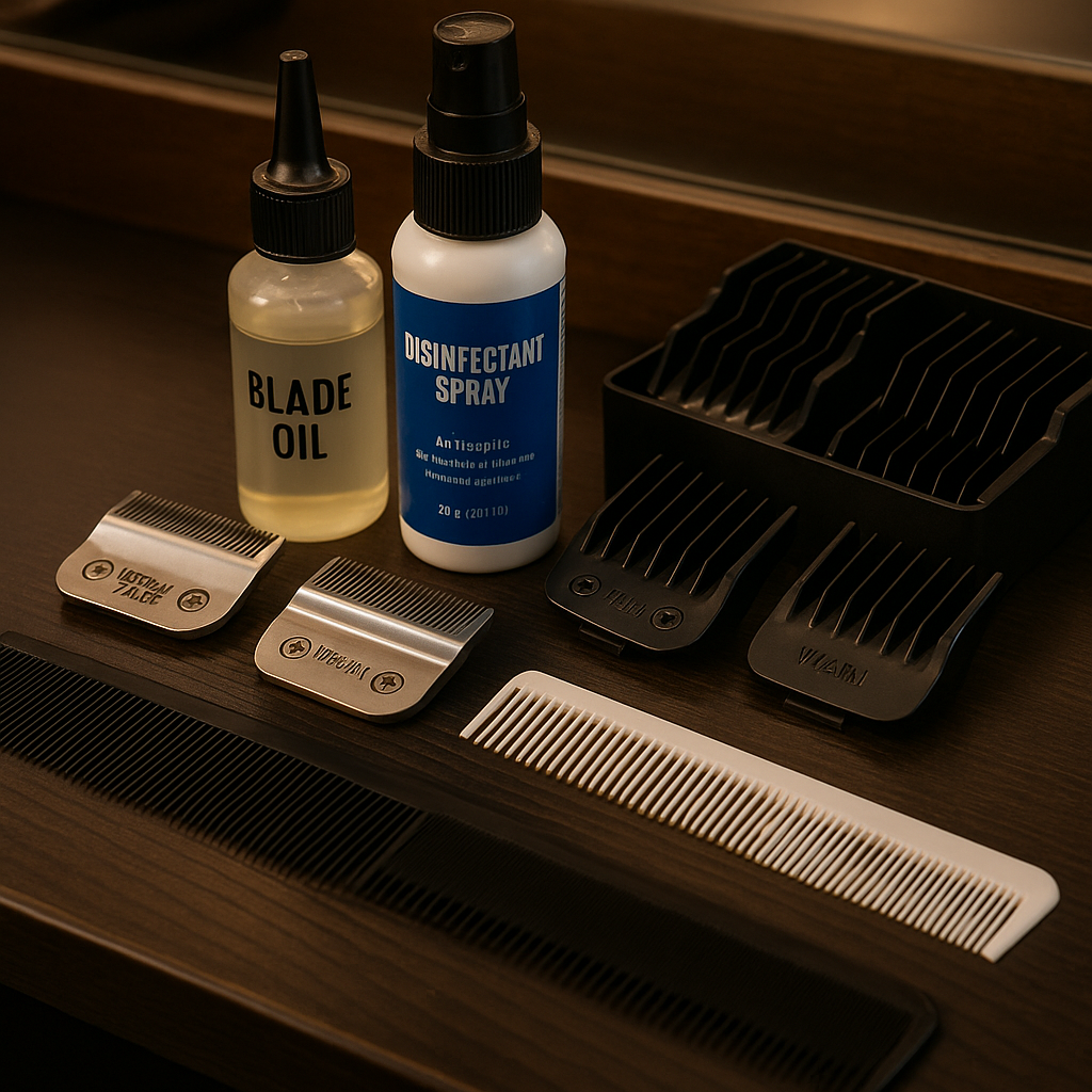 Los accesorios imprescindibles para tus máquinas de corte: cuchillas, peines, aceites y mantenimiento profesional