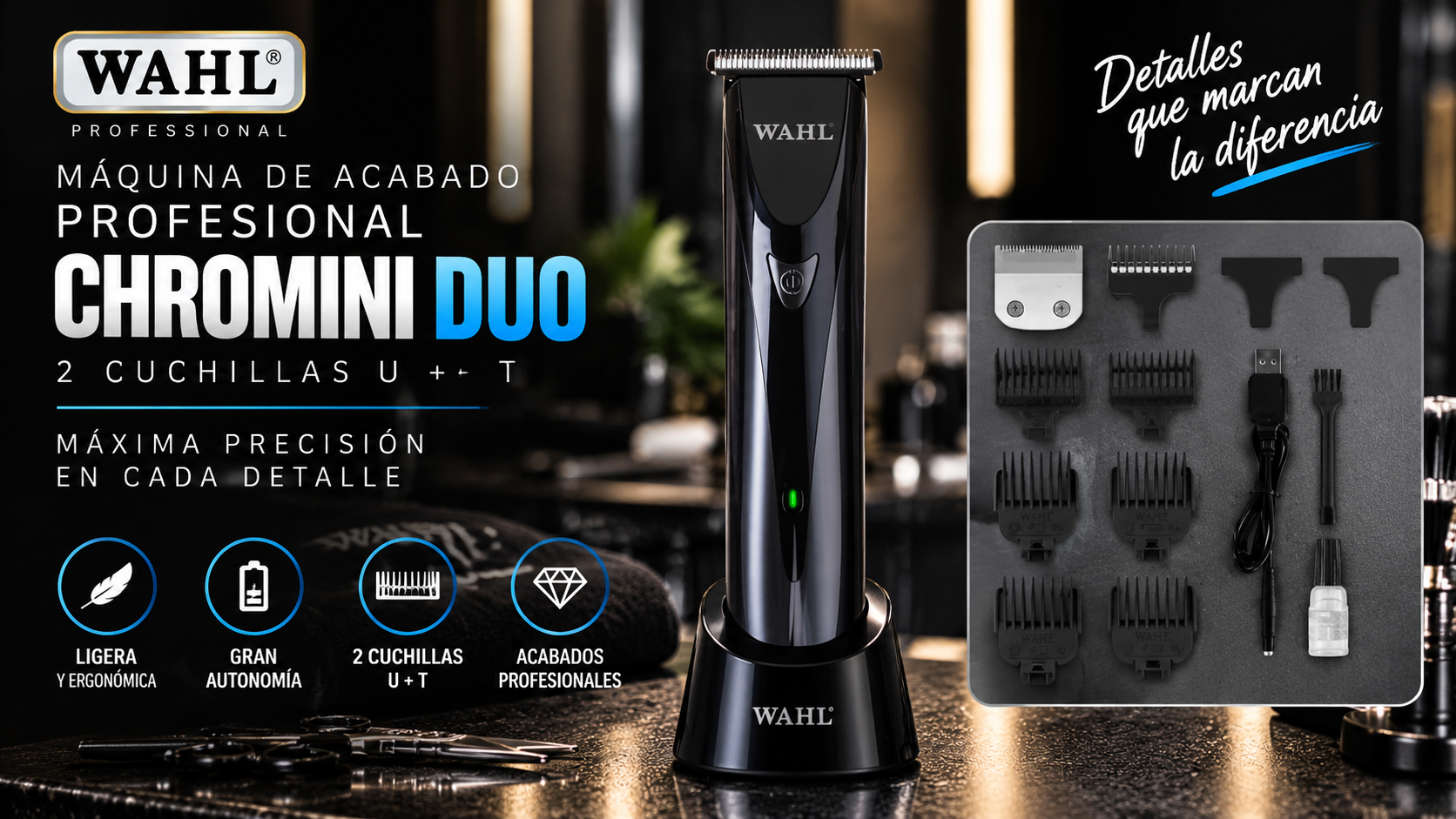 Wahl Chromini Duo: análisis del trimmer profesional con cuchillas U y T